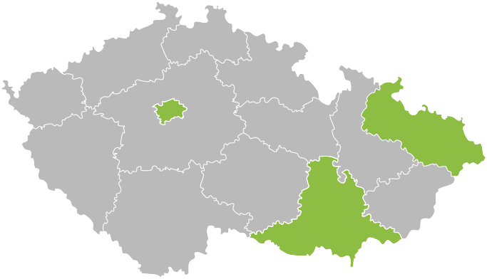 ČR kraj Praha, Jihomoravský, Moravskoslezský